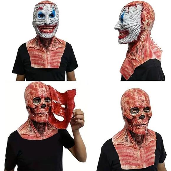 Scary Joker Mask Adult Horror Halloween Moving Jaw Creepy Cosplay Face Prop - Picture 3 of 6